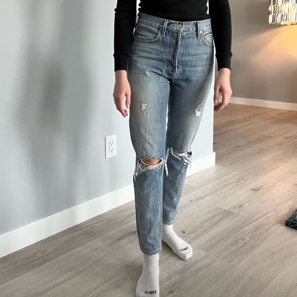 AGOLDE Light Wash Ripped Jeans - Picture 3 of 6